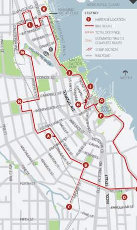 Map of the bike ride through time tour.