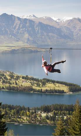 Man ziplining in spring with Ziptrek Eco Tours