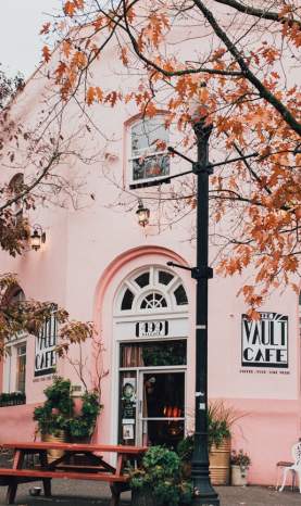 The outside of the Vault Cafe.
