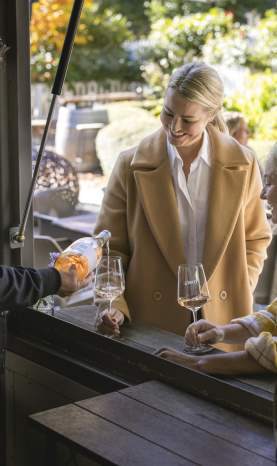 Two people wine tasting