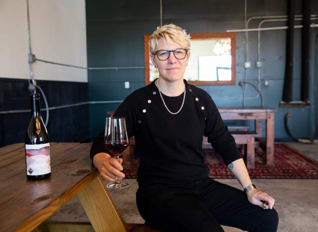 Owner Rae Wilson at Wine for the People tasting room in Austin Texas