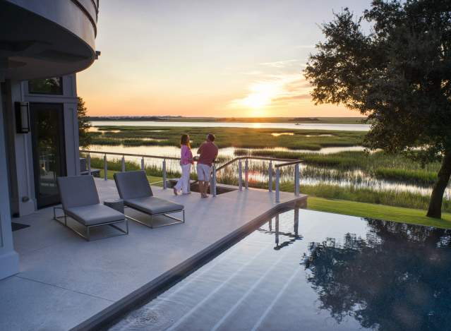 Couple overlooking Intracoastal Waterway at Sunset