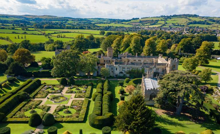 Aerial view of Sudeley Castle & Gardens, Cheltenham