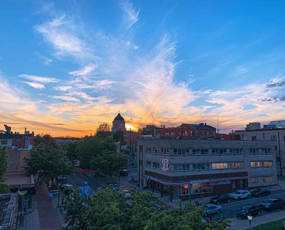 Sunset over downtown from Graduate Hotel