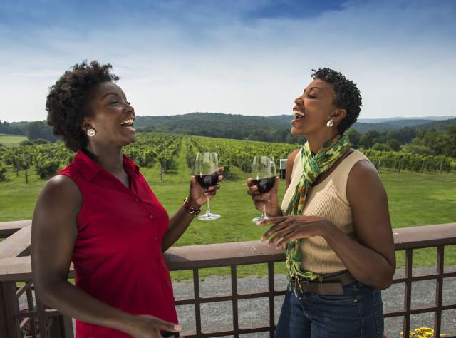 People enjoying wine at Millbrook Vineyards Winery in the Hudson Valley Region