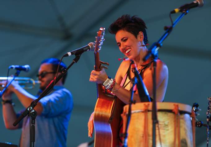 Gina Chavez playing guitar on stage at Austin City Limits ACL Music Festival
