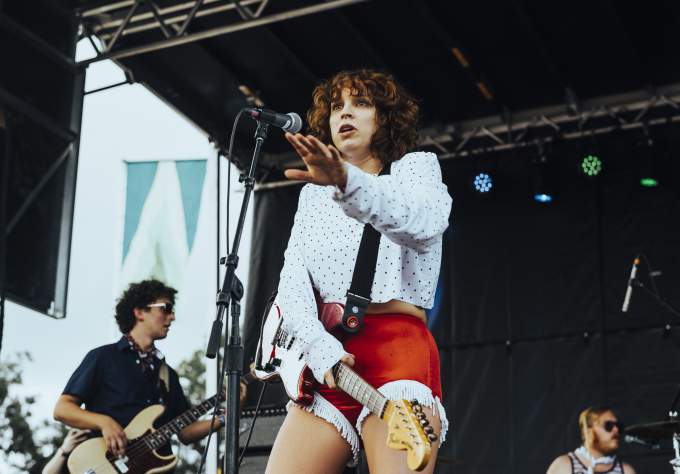 Sabrina Ellis of Sweet Spirit signing on stage at ACL Fest