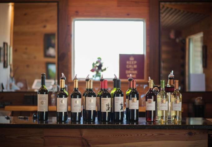 wine bottles at El Gaucho Winery tasting room near austin texas