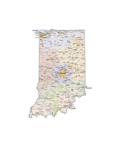 Indiana Map of Regions and Roads