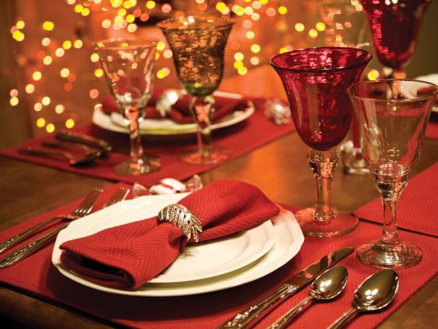 A holiday table setting