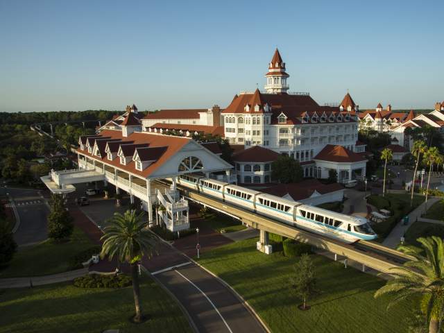 Disney’s Grand Floridian Resort & Spa exterior and monorail
