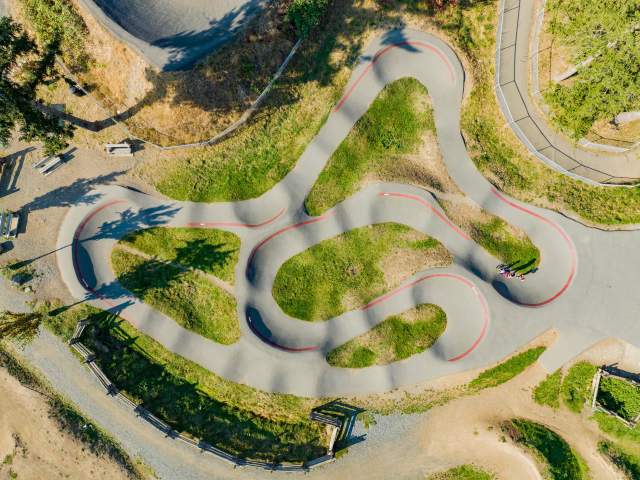 Ariel shot of the Stevie Smith Bike Park.