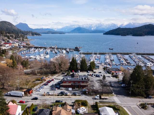 Aerial view over Gibsons Public Market