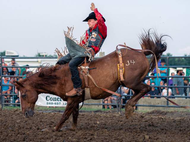 A bronco rider at Harlan Days.