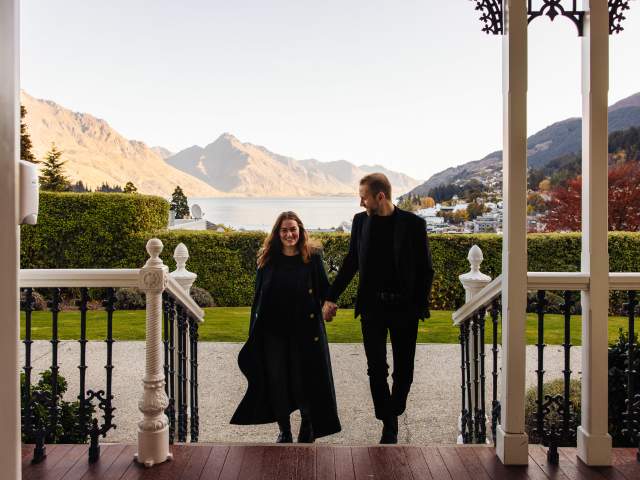 A couple arriving at Hulbert House