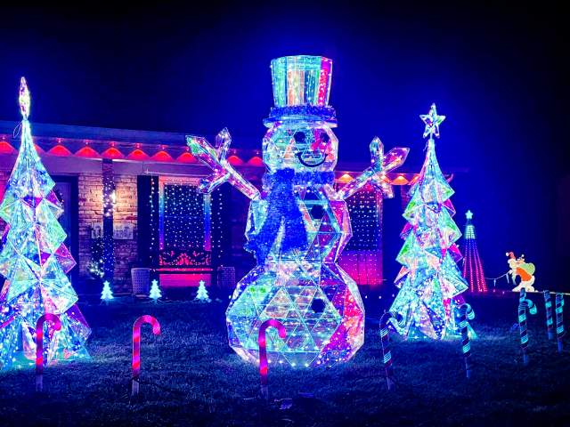 Holiday lights on display at 9916 Houndshill Place in Fort Wayne
