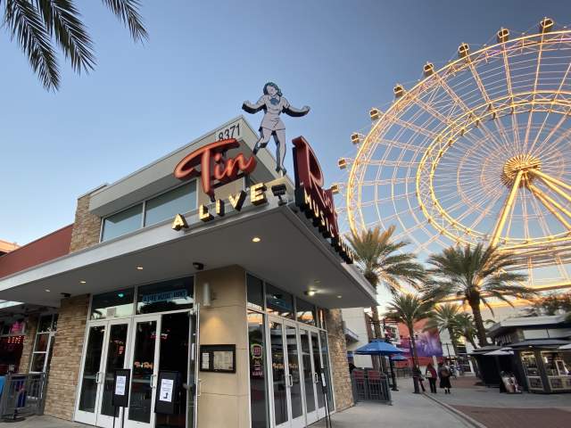 Exterior of Tin Roof with the Orlando Eye in the background