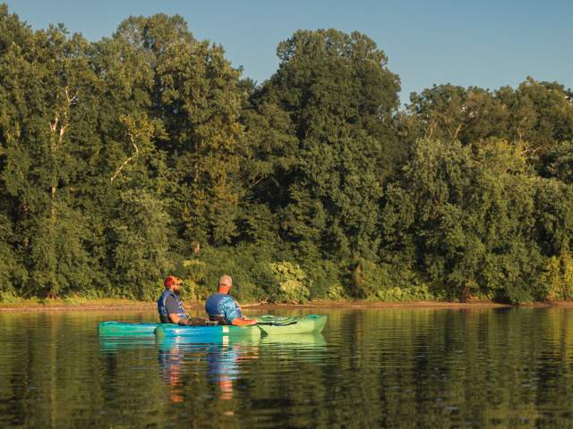 Guys kayaking