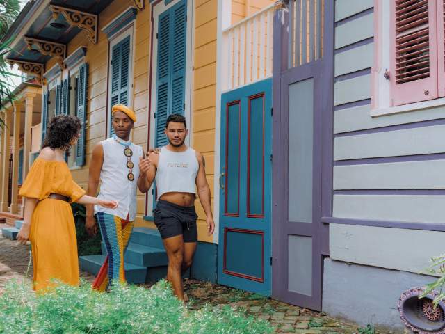 Three friends exploring the Marigny neighborhood