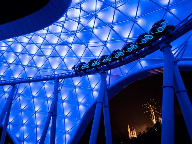 Tron Lightcycle Power Run ride at Walt Disney World's Magic Kingdom theme park