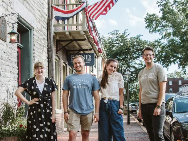 Four Young People On Main Street In St. Charles, MO