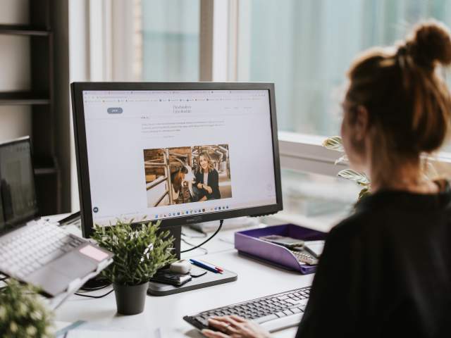 A member of staff looking at the Destination Lincolnshire website