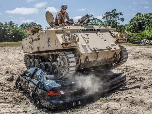 Tank America car crush