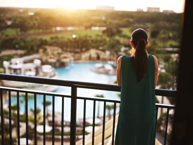 Orlando World Center Marriott woman balcony