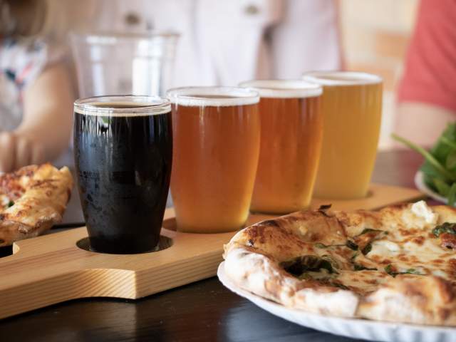 Beer and pizza at Good News Brewing