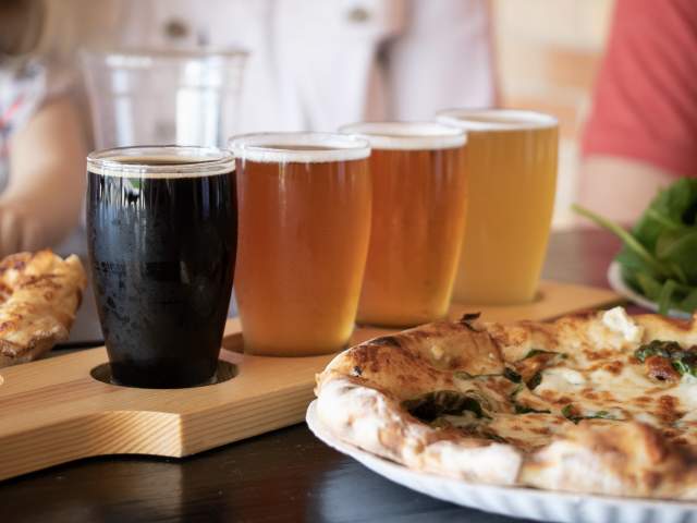 Beer and pizza at Good News Brewing