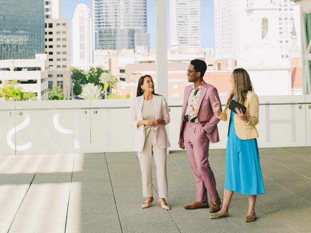Meeting attendees at The Dr. Phillips Center for the Performing Arts, Steinmetz Hall