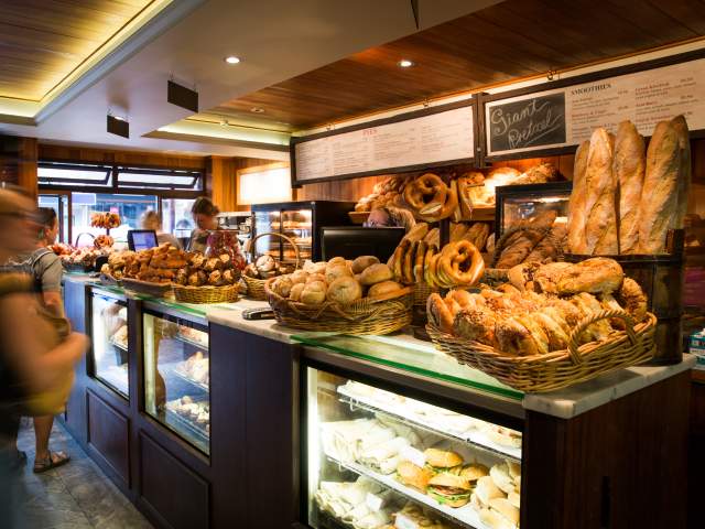 Inside shot of Ferg Baker with treats and breads in view