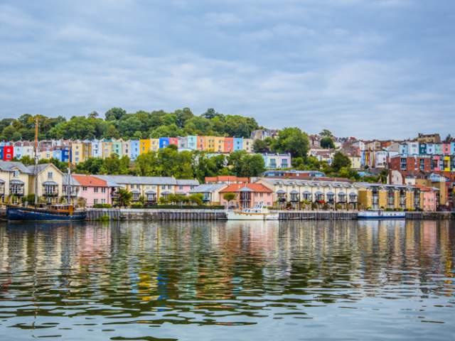 Colourful houses on the hills around harbourside