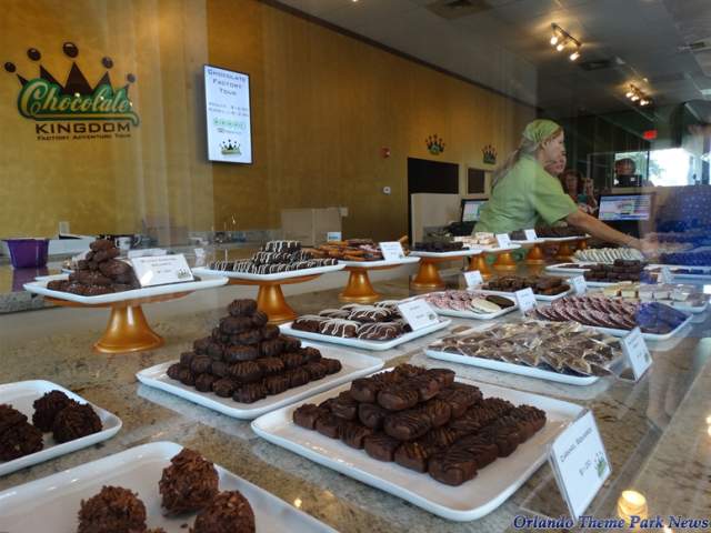 A sampling of chocolate on display in the store at Chocolate Kingdom