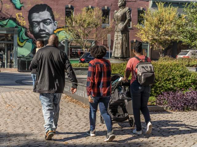 People walking by the Maggie L. Walker National Historic Site