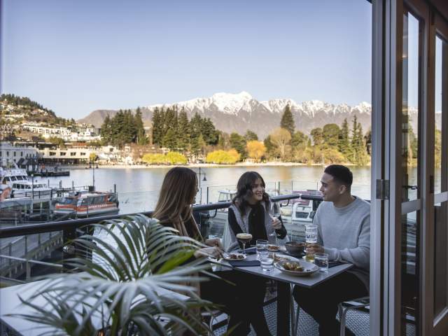 Winter dining with friends at Boardwalk Restaurant, Queenstown