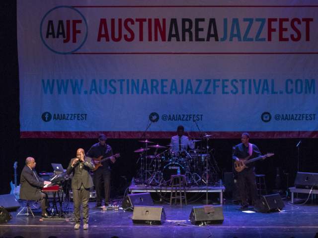 Will Downing and band on stage for Austin Area Jazz Fest at AISD Performing Arts Center