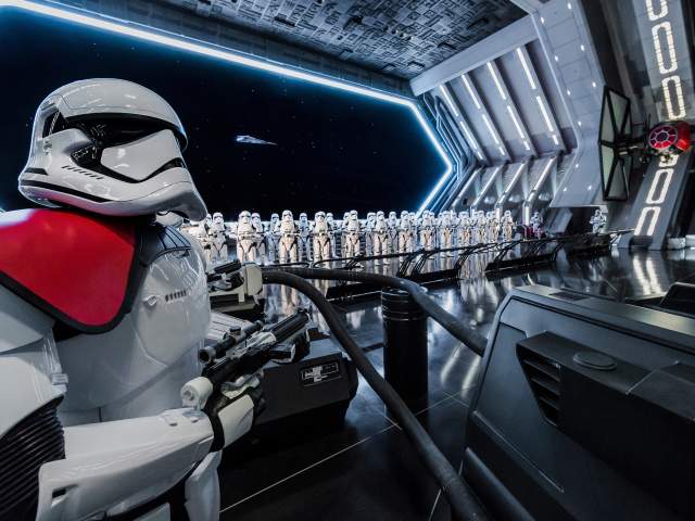 RISE OF THE RESISTANCE -- Disney guests will traverse the corridors of a Star Destroyer and join an epic battle between the First Order and the Resistance – including a face-off with Kylo Ren – when Star Wars: Rise of the Resistance opens Dec. 5, 2019 at Walt Disney World Resort in Florida and Jan. 17, 2020 at Disneyland Resort in California. At 14 acres each, Star Wars: Galaxy’s Edge at Disneyland Park and Disney’s Hollywood Studios is Disney’s largest single-themed land expansion ever. (Joshua Sudock/Disney Parks)