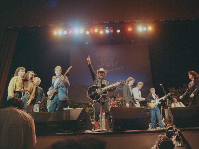 Gary P Nunn playing guitar at Austin City Limits 15th Anniversary Show