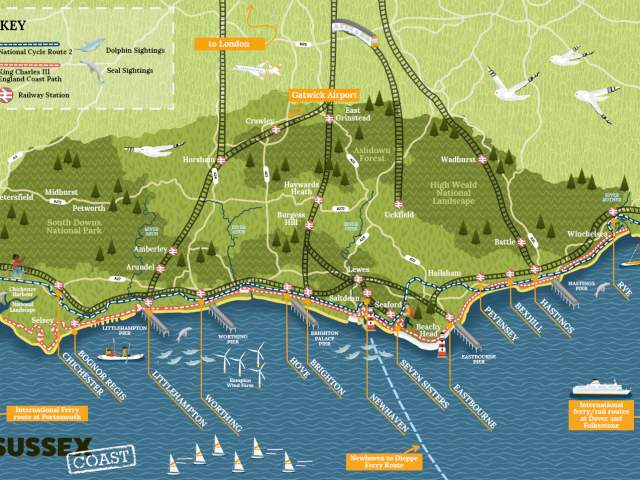 Coastal map of Sussex
