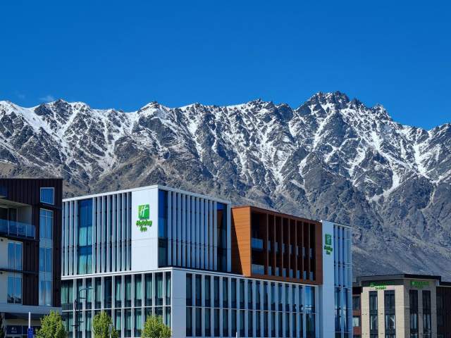 Holiday Inn Remarkables Park infront of a snow covered mountain