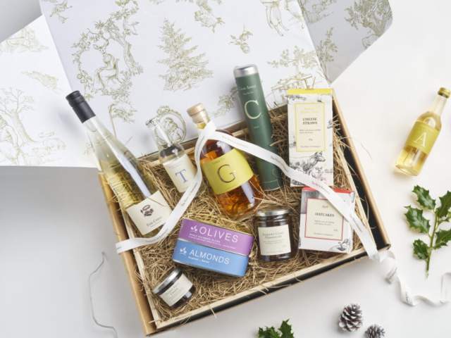 A Christmas themed hamper from The Newt in Somerset - Credit The Newt