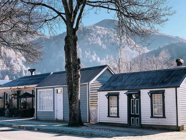 Arrowtown Historic Cottages on a crisp winters day