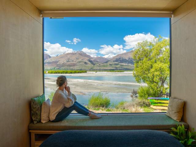 EcoScapes view of mountains and lake, Kinloch Wilderness Retreat