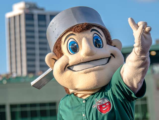 Johnny TinCap at a Fort Wayne TinCaps Baseball game.