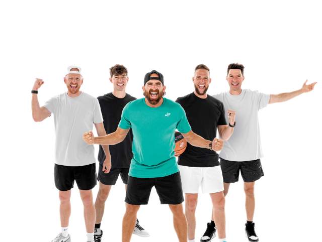 5 guys from Dude Perfect Squad Games Tour