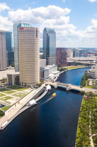 Tampa bay downtown with water taxi