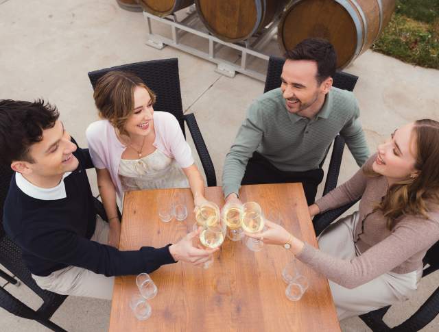 Group of friends drinking wine