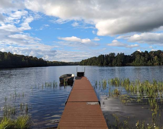 Spring dock on lake