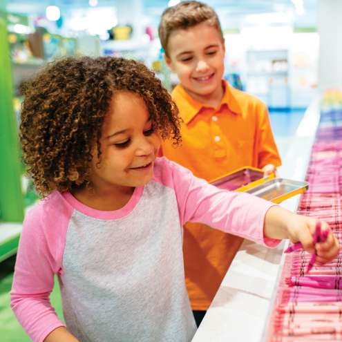 Kids at Pick Your Pack at Crayola Experience, Lehigh Valley